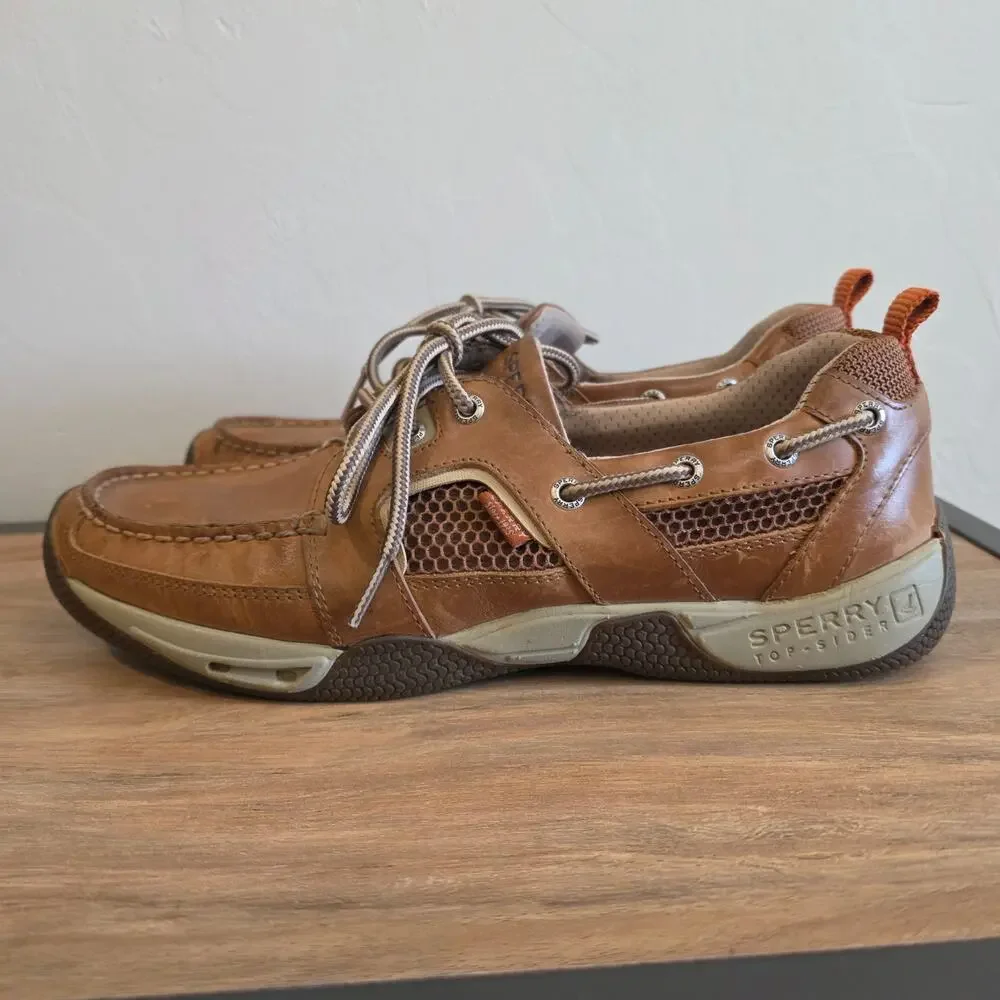 Sperry Sea Kite Sport Moc Boat Shoes Men 10M Light Brown Leather Lace Up